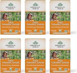 Organic India tea blend with tulsi turmeric ginger
